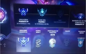 Conta de LOL Diamante 54 Skins e 3k de RP