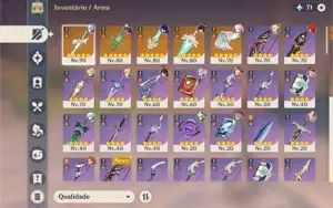 CONTA 8 PERSONAGENS 5 ESTRELAS + 5 ARMAS 5 ESTRELAS