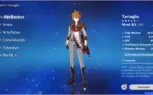 Geshin impact contém 3 personagem 5* Diluc,Childe e Jean