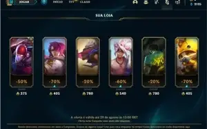 Conta ouro 4 com 27 Champs e 2 Skins + 2 Fragmentos