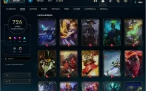 CONTA LOL GOLD 3 + 726 SKINS + 120 PONTO PRESTIGIOS
