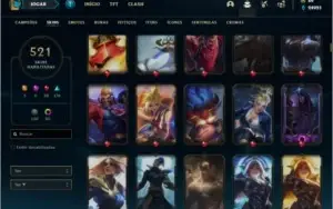 Conta ouro 3 com TODOS os champs e 521 skins +92 Cromas