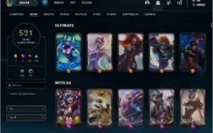 Conta ouro 3 com TODOS os champs e 521 skins +92 Cromas