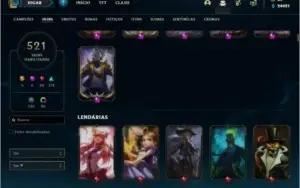 Conta ouro 3 com TODOS os champs e 521 skins +92 Cromas