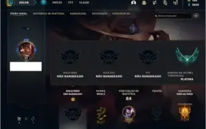 Conta Unranked (ex Platina) com 12 Skins e 40 Champs