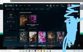 conta no lol a venda... lee punhos divinos e mais 19 skins
