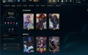 Unranked com TODOS os champs e 266 Skins ( MID / JG / TOP )