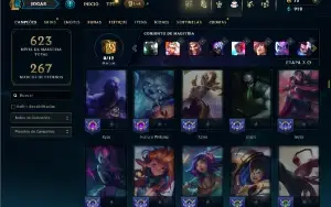 Unranked com TODOS os champs e 266 Skins ( MID / JG / TOP )