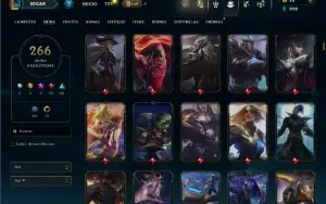 Unranked com TODOS os champs e 266 Skins ( MID / JG / TOP )