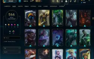 Unranked com TODOS os champs e 266 Skins ( MID / JG / TOP )