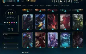 Unranked com TODOS os champs e 124 Skins ( ADC / JG / MID )