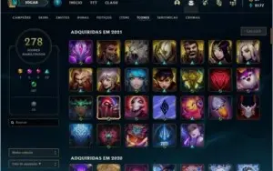 Conta lol, lv 342, 308 skins