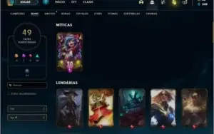 Conta platina 4 com 49 skins e 119 champs