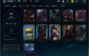 Conta platina 4 com 49 skins e 119 champs