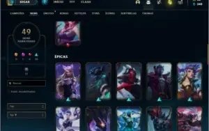 Conta platina 4 com 49 skins e 119 champs