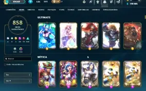 Conta de league of legends com 850 skins no Prata