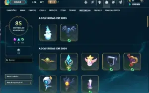 Conta de league of legends com 850 skins no Prata