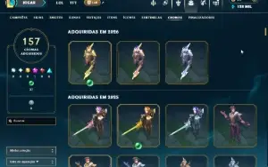Conta de league of legends com 850 skins no Prata
