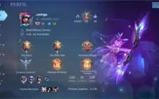 Conta mbl com todos heróis e skin lendária zodíaco stret fit