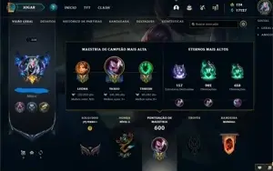 Conta Lv 358 com 315 skins/111 Cromas - League of Legends
