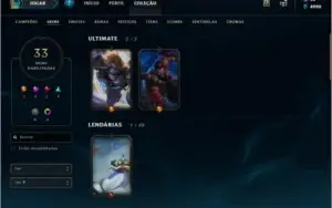 CONTA LEAGUE OF LEGENDS PLATINA 4 SMURF SKINS LENDÁRIAS