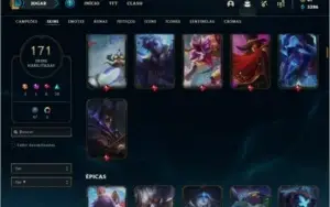 Conta unranked com TODOS os champs e 171 skins ,6 vitoriosas