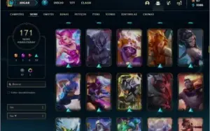 Conta unranked com TODOS os champs e 171 skins ,6 vitoriosas