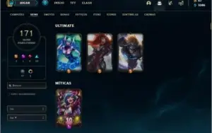 Conta unranked com TODOS os champs e 171 skins ,6 vitoriosas