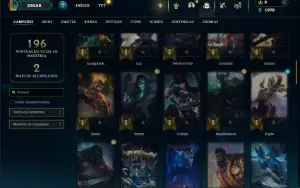 Platina 1 com 85 Champs e 27 Skins + 2 Prestigios da Ahri