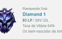 Conta Diamante I - 64% WR - MMR Master/GM