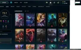 Conta LoL com 761 skins habilitadas incluindo 6 vitoriosas
