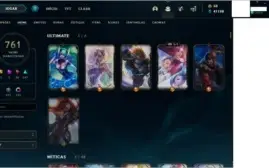 Conta LoL com 761 skins habilitadas incluindo 6 vitoriosas