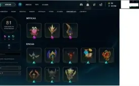 Conta LoL com 761 skins habilitadas incluindo 6 vitoriosas