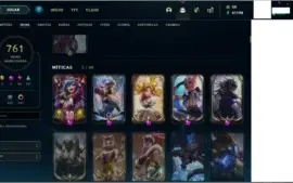 Conta LoL com 761 skins habilitadas incluindo 6 vitoriosas