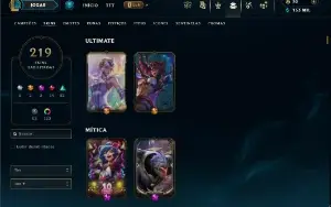 Ouro 1 com TODOS os champs e 219 Skins ( Nivel 870 )