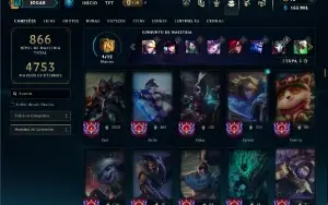 Ouro 1 com TODOS os champs e 219 Skins ( Nivel 870 )