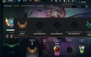 Ouro 1 com TODOS os champs e 219 Skins ( Nivel 870 )