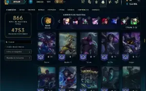 Ouro 1 com TODOS os champs e 219 Skins ( Nivel 870 )