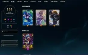 CONTA LOL LVL 500 - QUASE TODOS OS CAMPEÕES - 195 SKINS