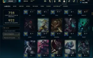 Esmeralda 4 com TODOS os champs e 282 Skins + 9 Vitoriosas