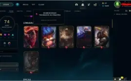 CONTA LOL 74 SKINS UNRANKED, GOLD 1 PASSADA