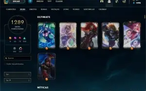 CONTA COM 1289 SKINS LOL(PAX TF)