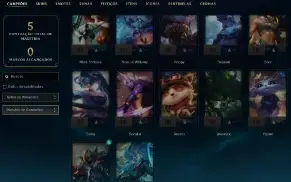 Platina 4 com 30 Champs e 2 Skins + 2 Fragmentos