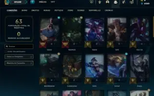 Ouro 3 com 41 Champs e 9 Skins + 2 Fragmentos