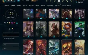 Unranked com TODOS os Champs e 156 Skins +1 Prestigio