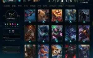 Unranked com TODOS os Champs e 156 Skins +1 Prestigio