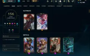Unranked com TODOS os Champs e 156 Skins +1 Prestigio
