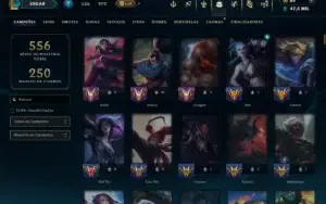 Unranked com TODOS os Champs e 156 Skins +1 Prestigio