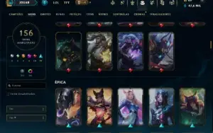Unranked com TODOS os Champs e 156 Skins +1 Prestigio