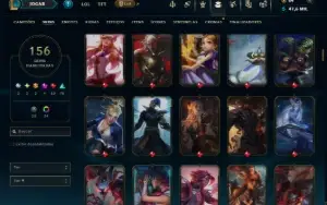 Unranked com TODOS os Champs e 156 Skins +1 Prestigio